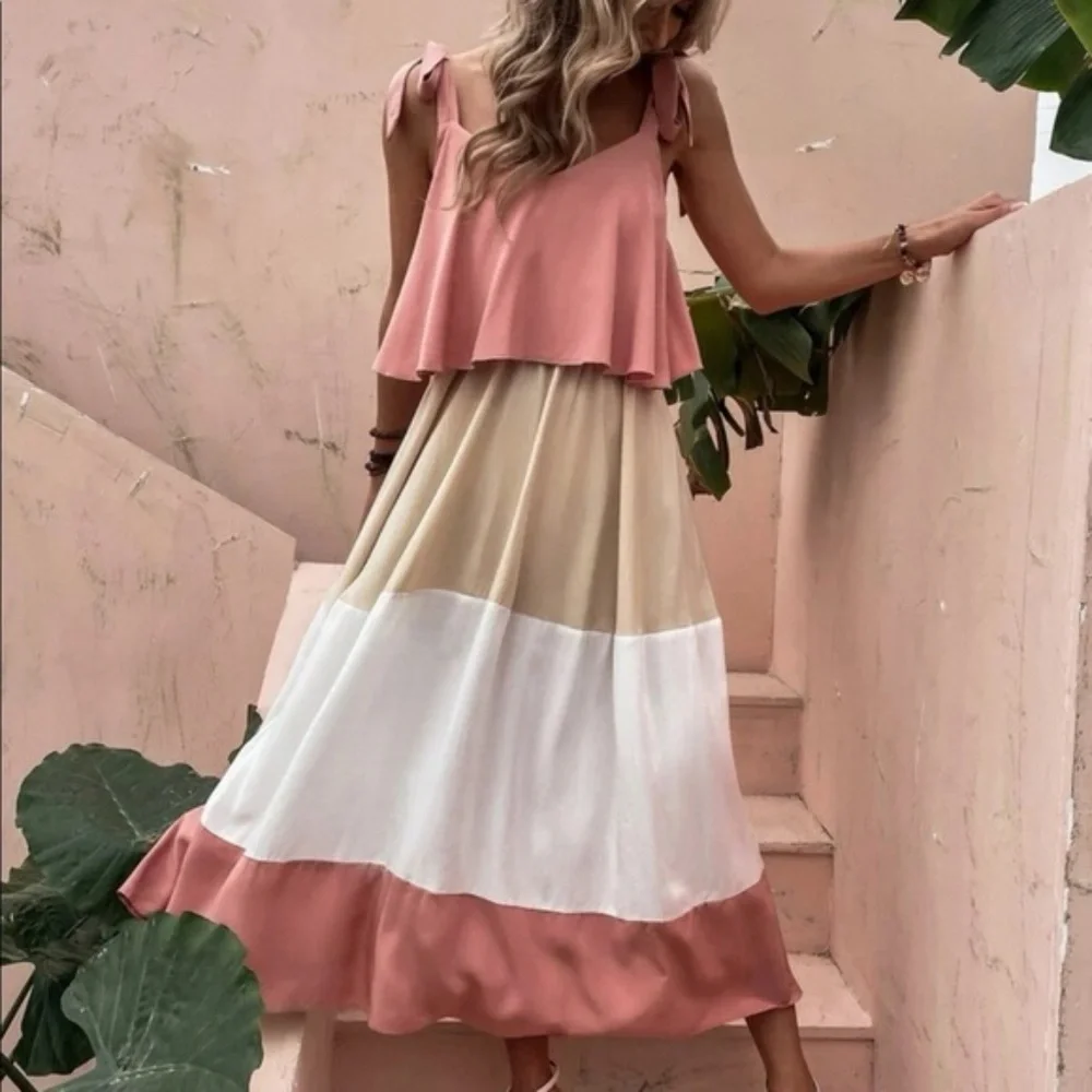 Bohemian Color Block Maxi Dress - Picture 4 of 12